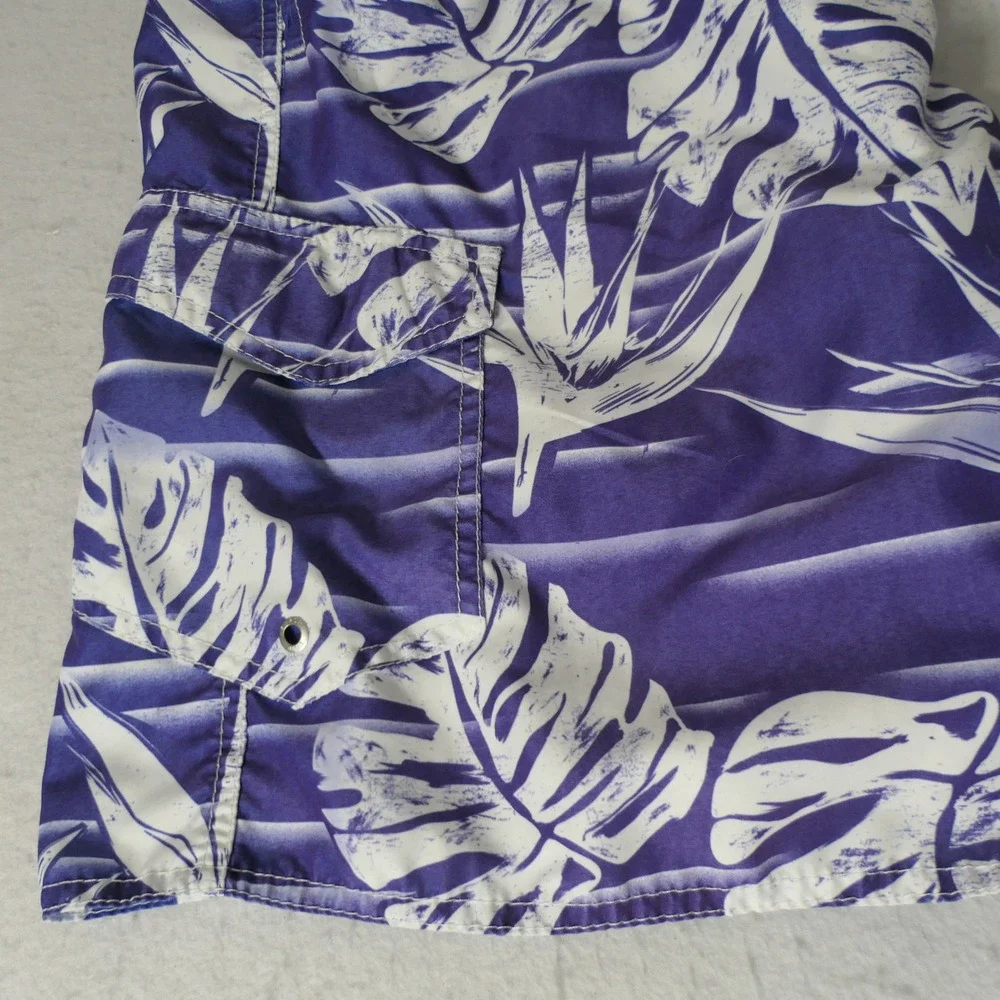 Newport Blue Mens Swim Trunks XL Blue Ombre Tropical Floral Board Shorts Coastal